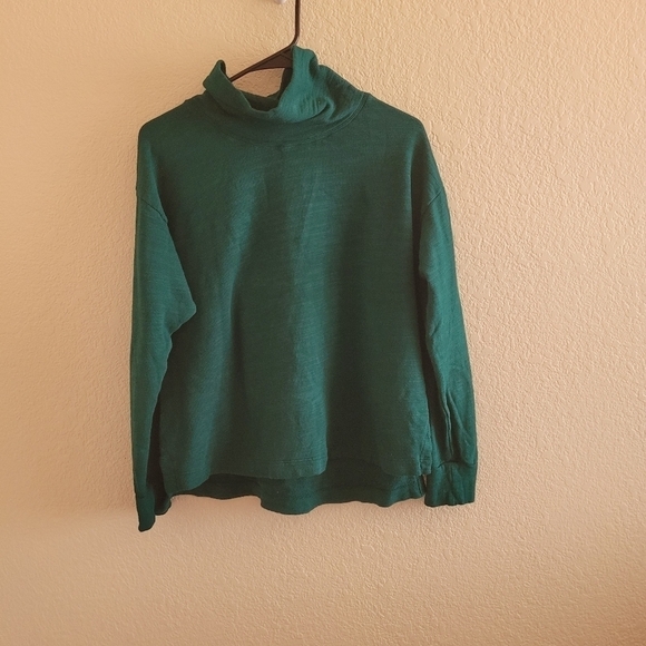J Crew vintage fleece Turtleneck green , classic , womans size M - Picture 5 of 9